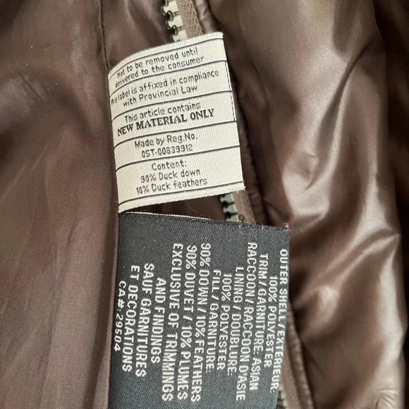 Raccoon Fur-Trimmed Brown Puffer Jacket - Picture 9 of 13